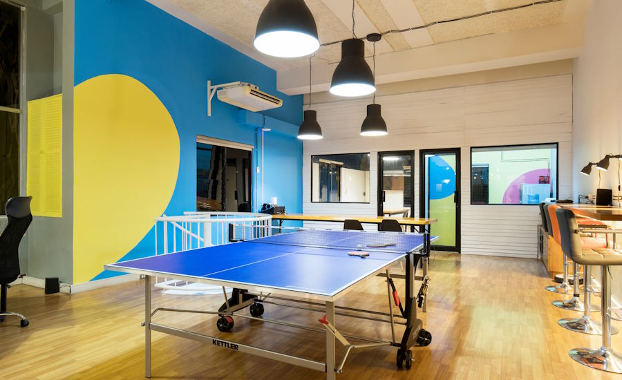 a game of ping-pong can give rise to innovation and relaxation all workplaces should have at least this or something similar for the employees to unwind during break or spawning new ideas